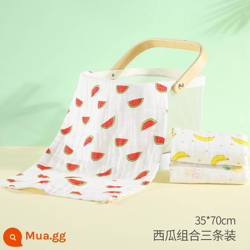 Khăn Gạc Cho Bé Khăn Rửa Mặt Cotton Nguyên Chất Khăn Thấm Nước Bọt Cho Bé Siêu Mềm Tắm Trẻ Sơ Sinh Khăn Vuông Nhỏ Khăn ợ - 3 gói dưa hấu + chuối + dứa 33x70cm (nâng cấp kháng khuẩn)