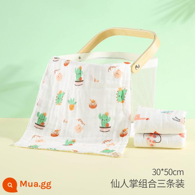 Khăn Gạc Cho Bé Khăn Rửa Mặt Cotton Nguyên Chất Khăn Thấm Nước Bọt Cho Bé Siêu Mềm Tắm Trẻ Sơ Sinh Khăn Vuông Nhỏ Khăn ợ - Gói 30x50cm dâu tây + xương rồng + graffiti (nâng cấp kháng khuẩn)