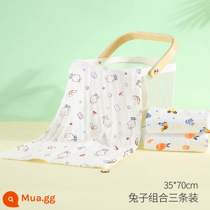 Khăn Gạc Cho Bé Khăn Rửa Mặt Cotton Nguyên Chất Khăn Thấm Nước Bọt Cho Bé Siêu Mềm Tắm Trẻ Sơ Sinh Khăn Vuông Nhỏ Khăn ợ - Gói 33x70cm thỏ + cam + xúc (nâng cấp kháng khuẩn)