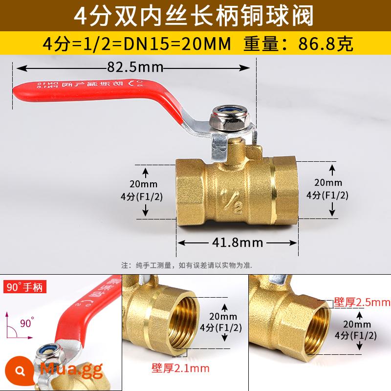 2 điểm 3 điểm 4 điểm 6 điểm đầy đủ đồng dày công tắc van vòi nước tay cầm dài ống nước đôi dây bên trong và bên ngoài công tắc van - Van bi dây đôi bên trong 4 điểm