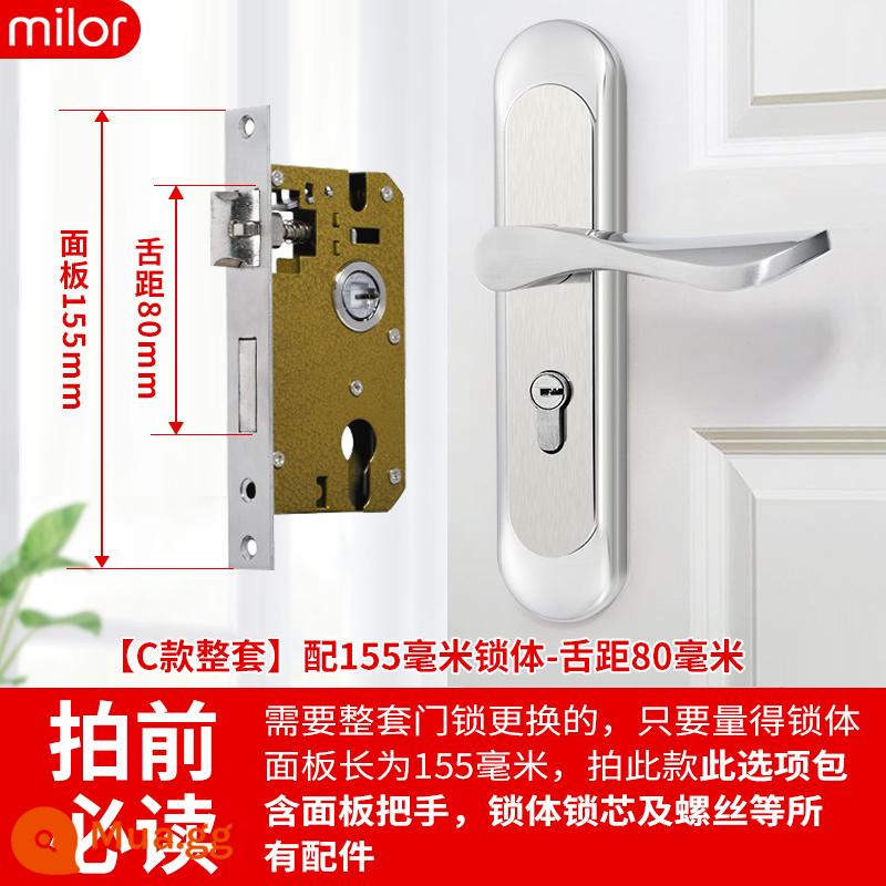 Khóa cửa phòng ngủ trong nhà trong nhà -nhà cửa khóa cửa gỗ miễn phí -cửa điều chỉnh cửa tay cầm tay cầm tay tay cầm tay tay cầm tay cầm tay cầm tay cầm tay cầm tay cầm tay cầm tay cầm tay cầm tay - [Bộ hoàn chỉnh kiểu C] Thân khóa 155 - khoảng cách lưỡi 80