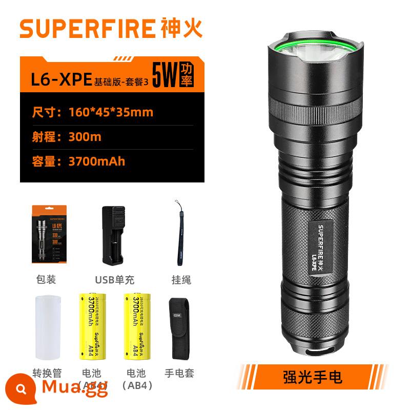 Đèn pin SupFire Shenhuo L6 ánh sáng mạnh có thể sạc lại siêu sáng tầm xa tại nhà ngoài trời đèn LED chống nước chính thức mẫu hàng đầu - L6-5W [được trang bị pin 3700mAh * 2 đế sạc * 1 hộp đựng đèn pin * 1.