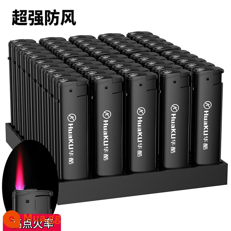 Huaku Thông thường Bật lửa chống gió dùng một lần Bán buôn tùy chỉnh Quảng cáo hộ gia đình bền Logo in thương mại tùy chỉnh - [Chống gió] 50 miếng màu đen (dày và chống cháy nổ)