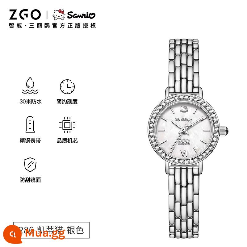 Sanrio Watch Xiaoxiang Watch Watch New Niche Light Tính khí sang trọng Nhiệt độ nhỏ Dial Birthday Birthday - [HelloKitty]Đồng hồ bạc nhỏ 286