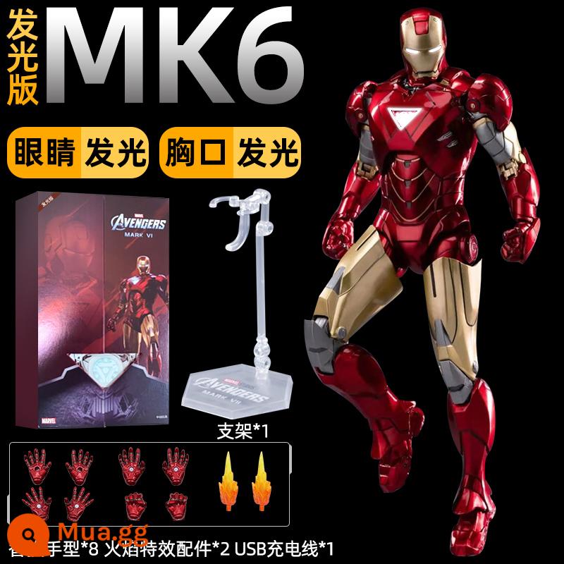 Zhongdong Iron Man MK50 Mẫu Marvel 3 Mark 4 Dạ Quang Mẫu 85 Đồ Trang Trí 7 Bộ 2 Trẻ Em 6 Quà Tặng Nam 1 - [Phiên bản phát sáng] MK6 Iron Man (mắt + lò phản ứng phát sáng)