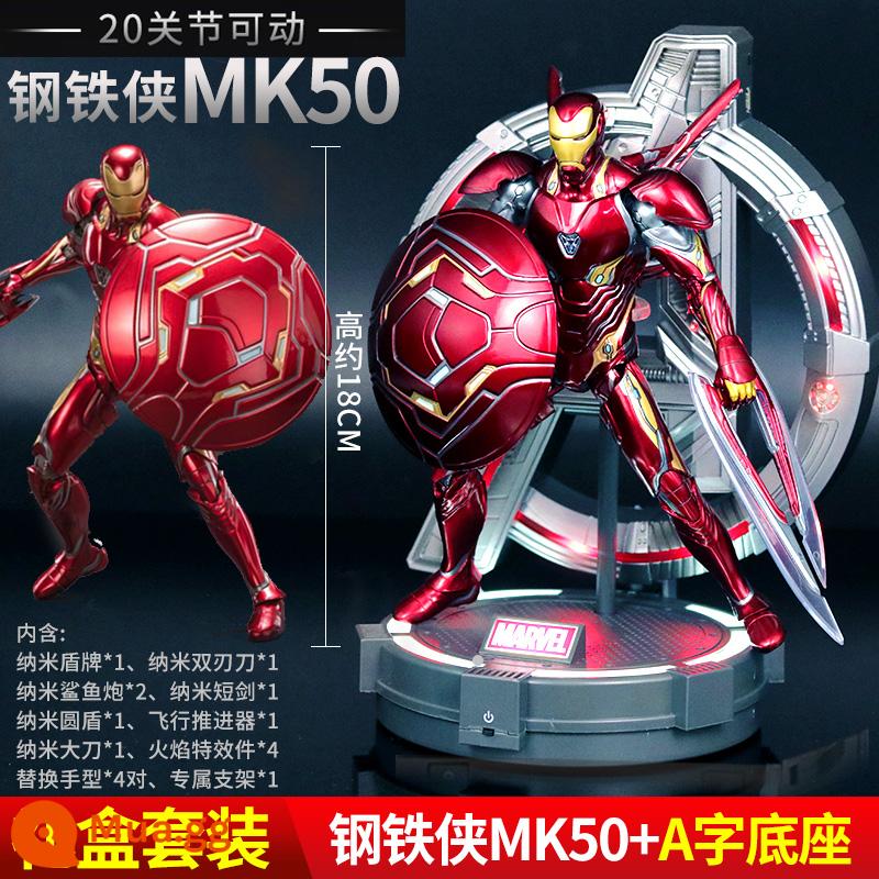 Zhongdong Iron Man MK50 Mẫu Marvel 3 Mark 4 Dạ Quang Mẫu 85 Đồ Trang Trí 7 Bộ 2 Trẻ Em 6 Quà Tặng Nam 1 - [Bộ nền LOGO Fulian] MK50 Iron Man + Đế chữ A