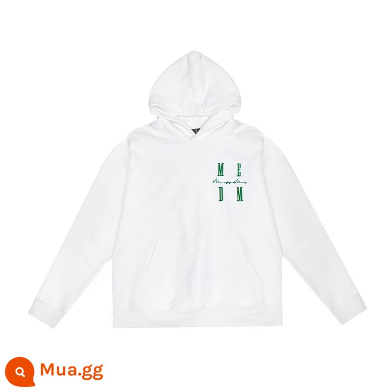 MEDM thủy triều thương hiệu mùa thu thêu logo hoodie áo len nam và nữ Mỹ đường phố cặp đôi mô hình lỏng lẻo quốc gia thủy triều tops - Hàng sẵn màu trắng)