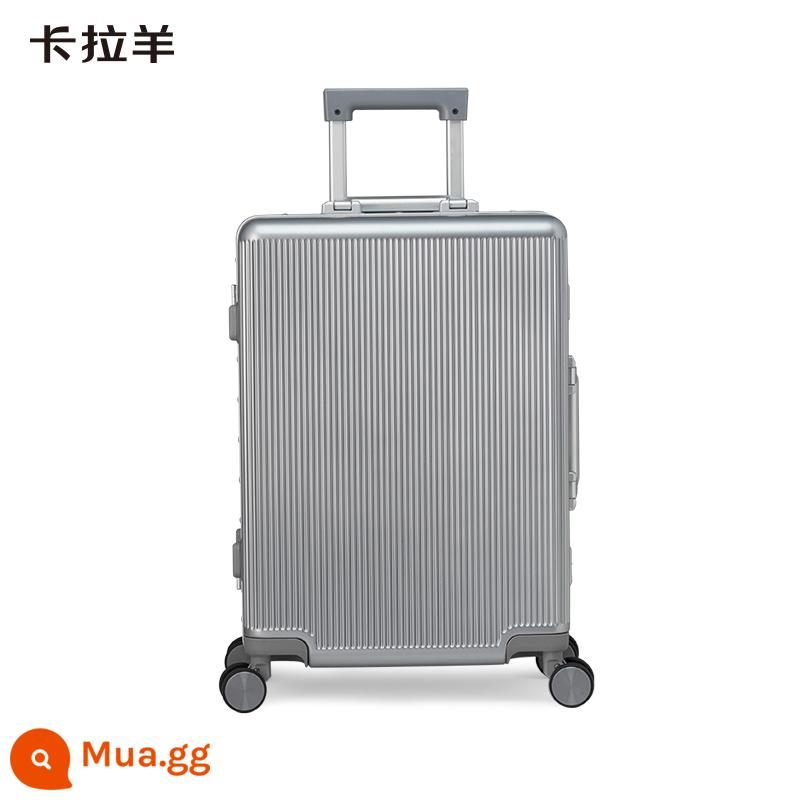 Vali cừu Kara nam nhỏ 20 inch khung nhôm xe đẩy nữ 24 inch bánh xe đa năng kháng khuẩn hộp hải quan dung tích lớn - Màu xám bạc (bánh xe vạn năng êm ái giảm xóc)