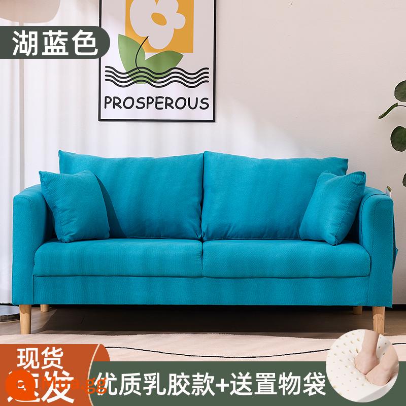 Sofa căn hộ nhỏ đơn giản hiện đại nhà cho thuê phòng ngủ căn hộ phòng khách đơn giản Bắc Âu ba người sofa đôi nhỏ - Hồ xanh [kiểu latex]