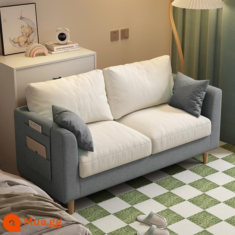 Cho thuê ghế sofa nhà phòng ngủ cửa hàng quần áo căn hộ đơn giản phòng khách internet người nổi tiếng đôi vải ba người ghế sofa căn hộ nhỏ - Xám đậm + trắng nhạt [kiểu xốp]