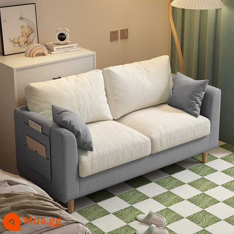 Cho thuê ghế sofa nhà phòng ngủ cửa hàng quần áo căn hộ đơn giản phòng khách internet người nổi tiếng đôi vải ba người ghế sofa căn hộ nhỏ - Xám nhạt + trắng nhạt [kiểu xốp]