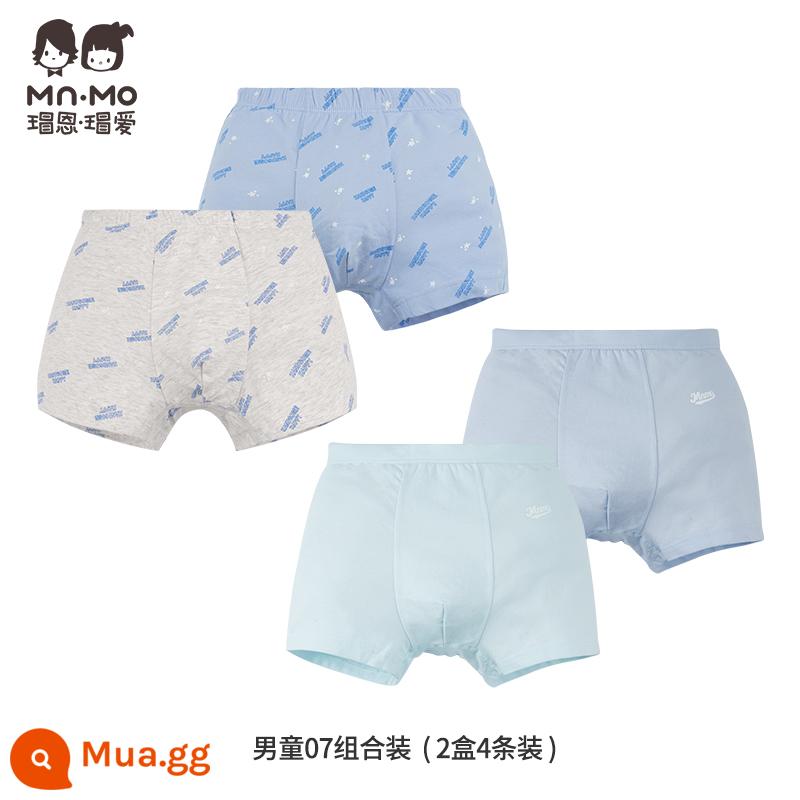 Mao En Mao love bé trai quần sịp boxer cotton cotton trẻ em quần short boxer bé trai tuổi teen - Set bé trai 07 2 hộp 4 món