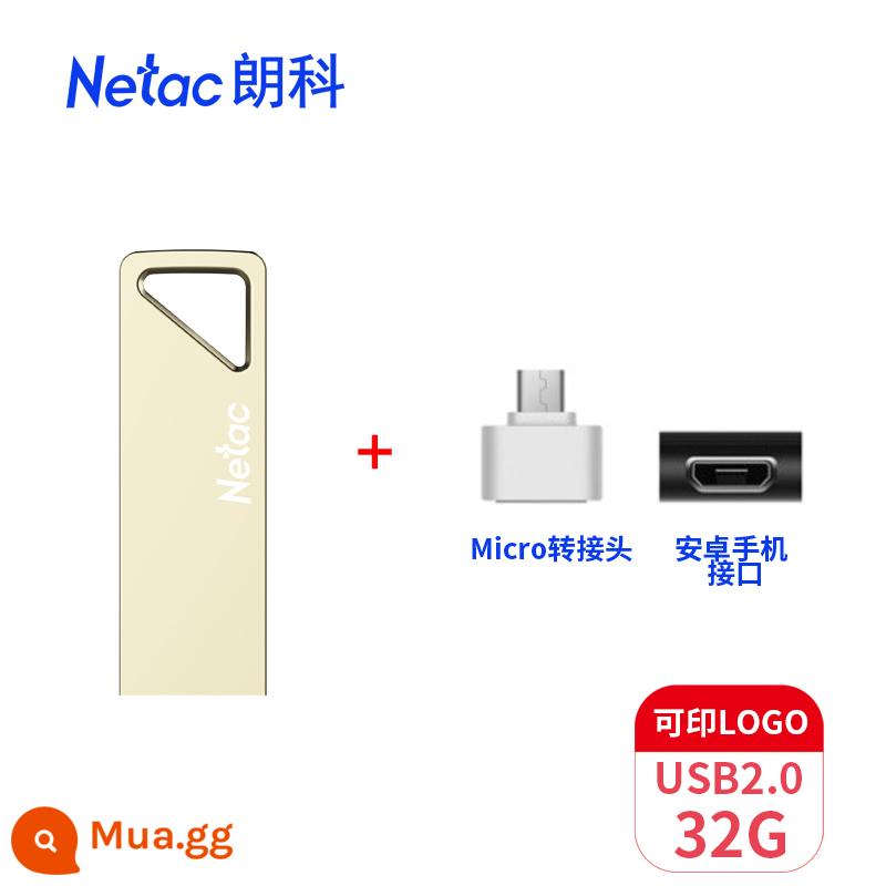 Netac Langke U326 Ổ Đĩa U 32G Tùy Chỉnh Doanh Nghiệp LOGO Chữ Mã Hóa Kim Loại Đèn LED Cổng USB Tặng Dịu Dàng Ổ Đĩa Flash - Đĩa U 32 [chuẩn 2.0 + bộ chuyển đổi Android]