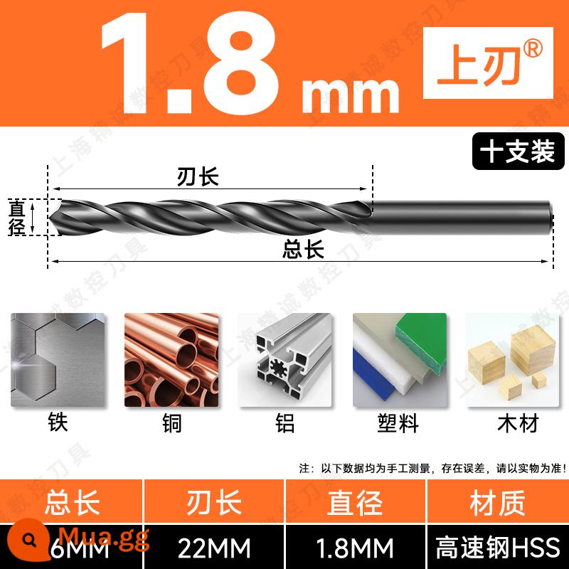 Mũi khoan Shanggong tay cầm thẳng mũi khoan xoắn tốc độ cao mạng máy khoan điện khoan hoa 3.2-4.2-5.2-6.8-10.5mm - 1.8mm (giá 10 chiếc)