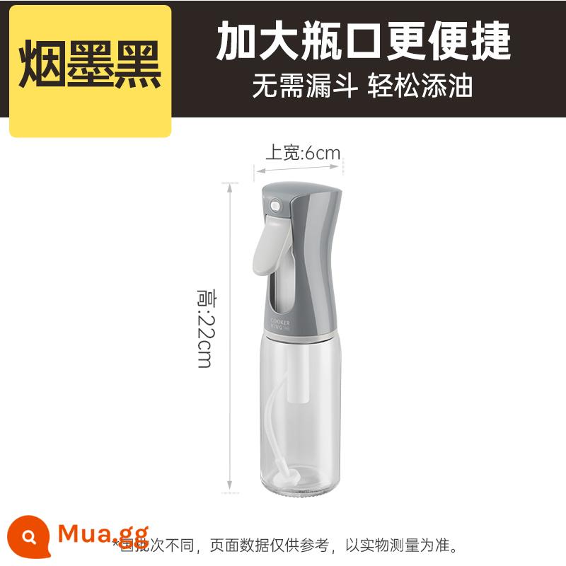 Cooking Emperor Oil Pot Spray Pot Chai dầu gia dụng Nhà bếp Nồi thủy tinh Xì dầu thủy tinh Giấm Gia vị Chai xịt dầu - Thủy tinh ống đôi màu khói đen thế hệ thứ 8 220ml