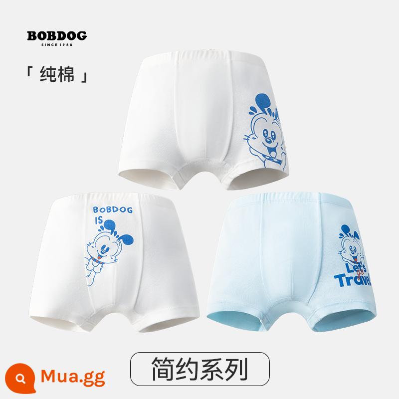 Quần lót trẻ em Babudou bé gái cotton quần đùi nữ quần lót boxer cotton kháng khuẩn không cộm mông - (Con Trai) Dòng Đơn Giản