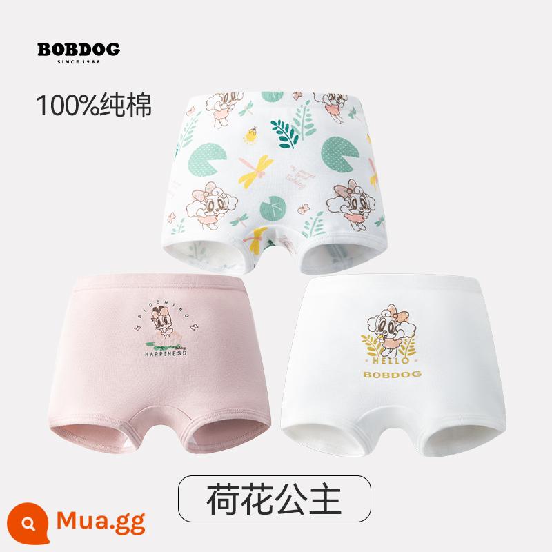 Quần lót trẻ em Babudou bé gái cotton quần đùi nữ quần lót boxer cotton kháng khuẩn không cộm mông - (Nữ) Công chúa sen [100% Cotton+