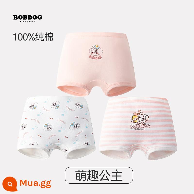 Quần lót trẻ em Babudou bé gái cotton quần đùi nữ quần lót boxer cotton kháng khuẩn không cộm mông - (Nữ) Công chúa dễ thương [100% Cotton+