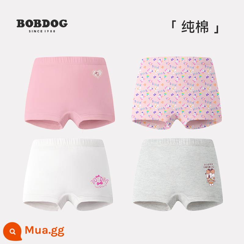 Quần lót trẻ em Babudou bé gái cotton quần đùi nữ quần lót boxer cotton kháng khuẩn không cộm mông - (Girls) Dòng trẻ thơ D