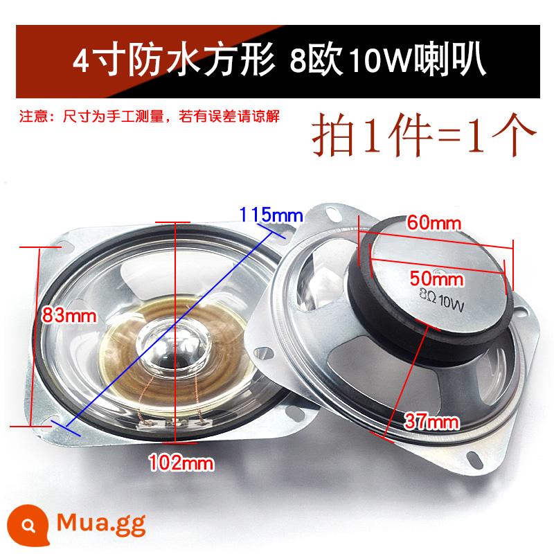 Loa Còi Nhỏ 4 Inch 1.5 Inch 2 Inch 2.5 Inch 3 Inch 5W10W 8 Ohm Loa Phụ Kiện Âm Thanh full Tần Số DIY - Loa vuông 4 inch chống nước 8 ohm 10W (1 chiếc)