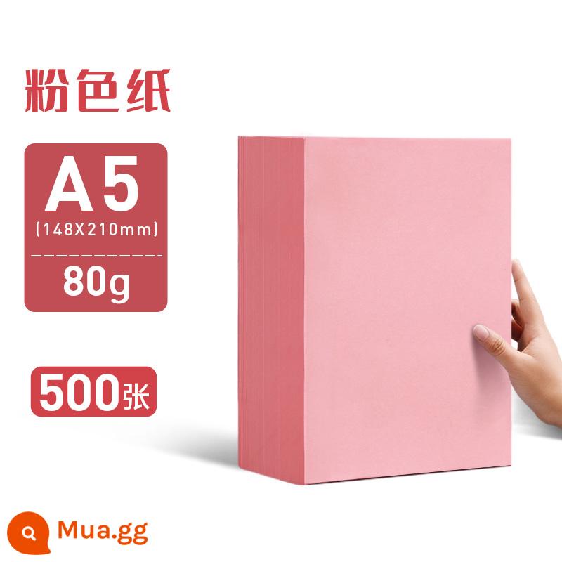 Giấy in bóng màu hồng Yuanghao A4 Pink Shadow Print Paper A3 màu dày giấy bóng 80g giấy thủ công 100 mảnh 500 miếng giấy mẫu giáo 70g - A5/80g/500 tờ