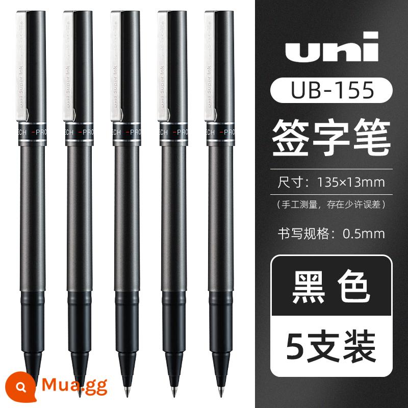 Nhật Bản UNI Mitsubishi bút bi gốc nước lỏng thẳng UB-177 khô nhanh 0,7 bút ký doanh nghiệp màu đen bút công suất lớn 155 bút lông đỏ carbon câu hỏi 0,5 đỏ xanh 205 bút trung tính - [5 miếng màu đen] UB-155-0.5mm