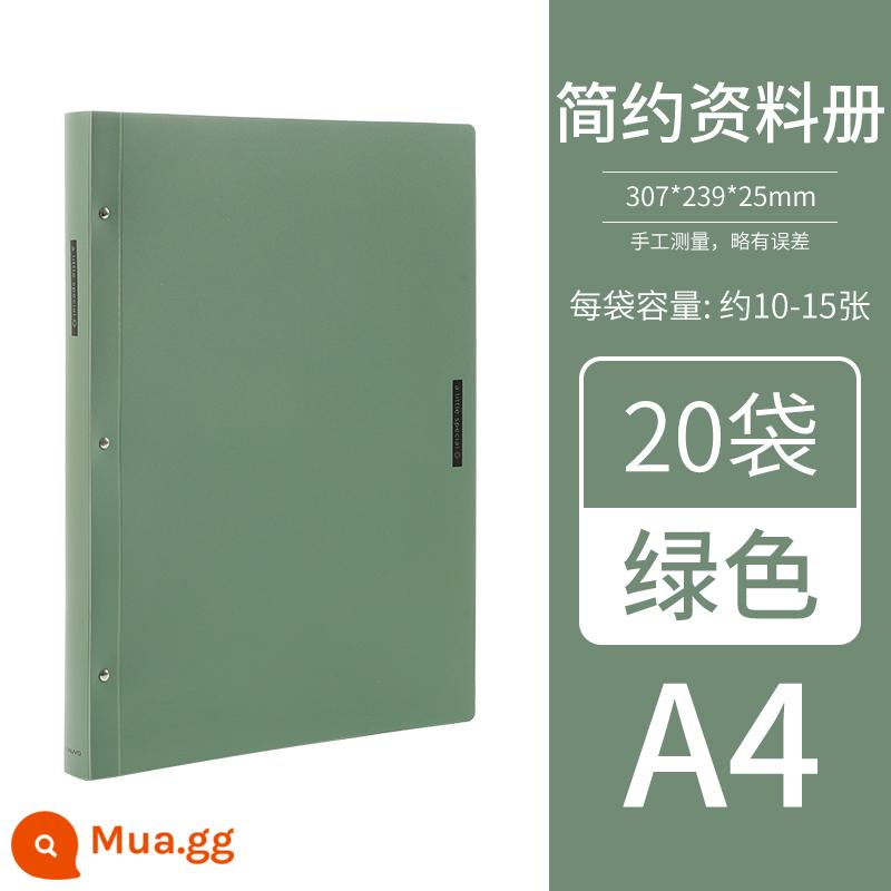 KOKUYO danh tiếng quốc gia của Nhật Bản Sách thông tin A4 thư mục chèn túi có thể lật trang nhiều lớp học sinh sử dụng văn phòng kẹp giấy kiểm tra túi lưu trữ dữ liệu sách thử thai - màu xanh lá