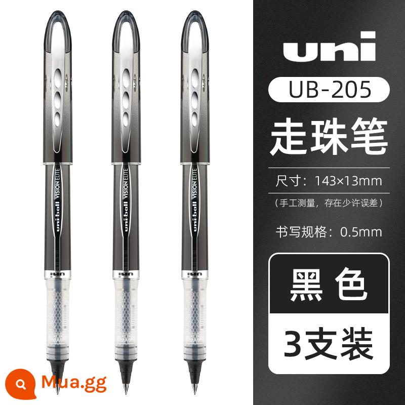 Nhật Bản UNI Mitsubishi bút bi gốc nước lỏng thẳng UB-177 khô nhanh 0,7 bút ký doanh nghiệp màu đen bút công suất lớn 155 bút lông đỏ carbon câu hỏi 0,5 đỏ xanh 205 bút trung tính - [3 miếng màu đen]UB-205-0.5mm