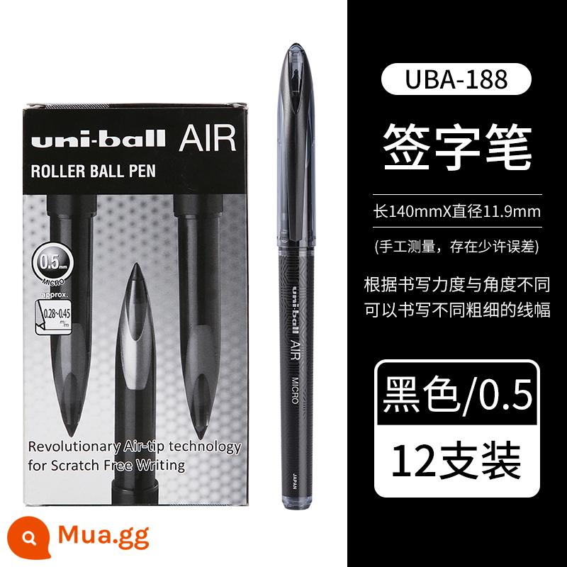 Nhật Bản uniball Mitsubishi màu đen công nghệ bút ký bút không trung tính bút UBA188 màu đen đặc biệt dành cho sinh viên kinh doanh bút cứng thực hành kiểm soát từ bút với màu xanh và đỏ gốc nước bút đen 0,5/0,7 - [Gói 12] Hộp Đen 0.5 Gói Giảm Giá