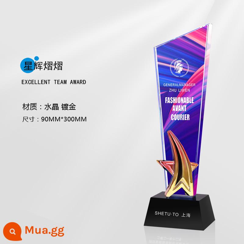 Crystal Trophy Tùy chỉnh Cuộc thi Hội nghị thường niên Pentagram High -New - 1 ngôi sao tỏa sáng