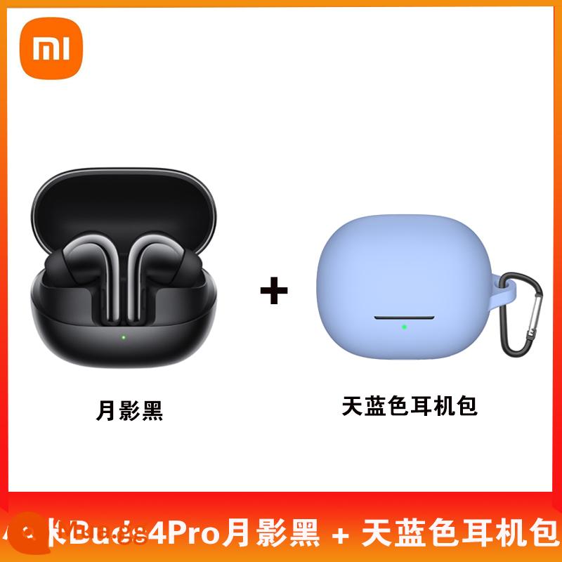 Mới Xiaomi Buds4Pro Tai nghe Bluetooth khử tiếng ồn thực sự không dây Redmi Xiaomi In-Ear Điện thoại thể thao phổ thông - Hộp đựng tai nghe Xiaomi Buds4Pro Moon Shadow Black + Sky Blue Gửi SF Express