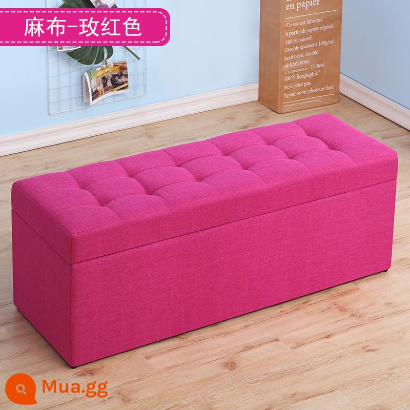 Cửa hàng quần áo sofa băng ghế dự bị lưu trữ phù hợp phòng phân còn lại phân giày cửa hàng thay đổi phân giày dài bệ da bến tàu - Vải lanh màu đỏ hồng