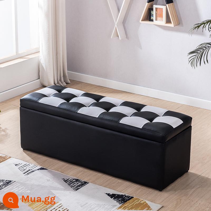 Cửa hàng quần áo sofa băng ghế dự bị lưu trữ phù hợp phòng phân còn lại phân giày cửa hàng thay đổi phân giày dài bệ da bến tàu - Lưới đen trắng