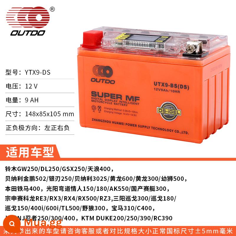 Ắc quy xe máy Otedo 12v không cần bảo trì 7A9A Haojue Suzuki 125 xe tay ga phổ thông chùm cong xe máy 5A - 10. Pin gel đẳng cấp thế giới YTX9-BS (12V9AH)