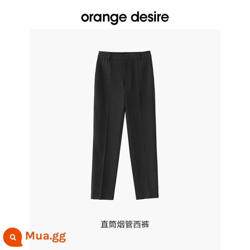 Orange Desire [Pants King] Quần âu nữ mùa thu đông quần thuốc lá kiểu mới cộng với quần nhung cạp cao giảm béo - Đen-Yahei (mẫu nhẹ)