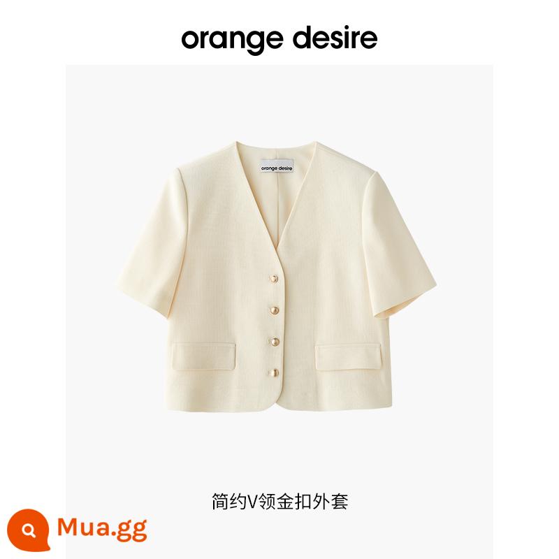 Áo khoác vest nữ ngắn tay có mùi thơm nhỏ của Orangedesire Váy xẻ tà mới thanh lịch mùa hè 2023 - Áo khoác ngắn màu trắng sữa lắc