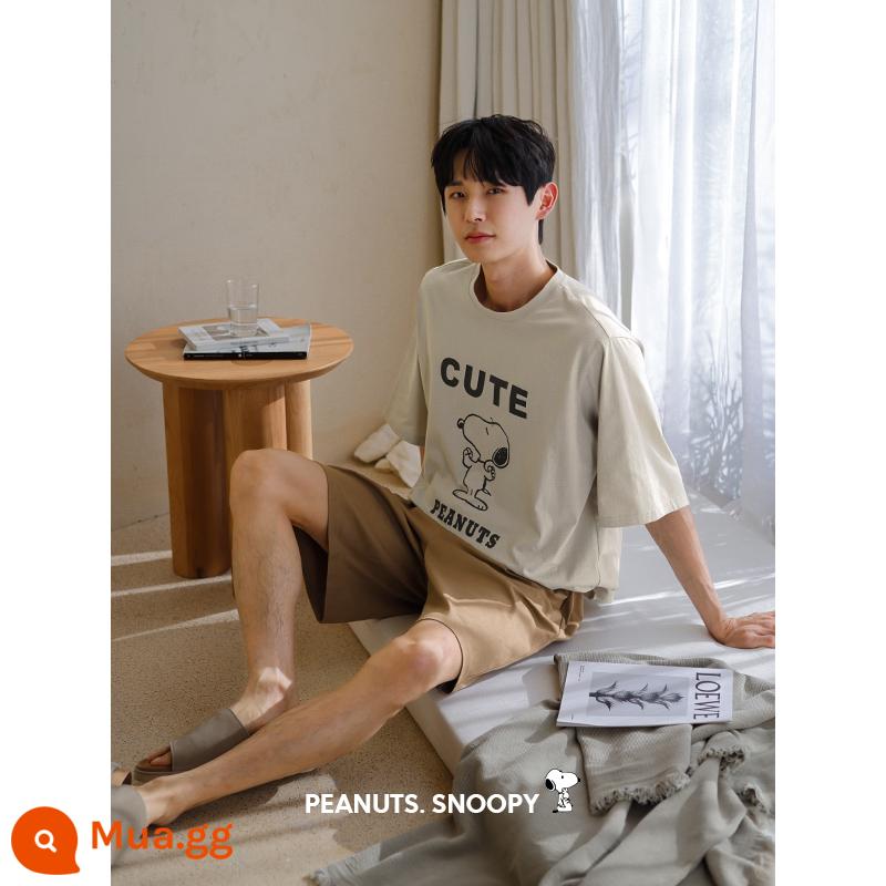 Beiyan cotton mùa hè tay ngắn cặp đôi đồ ngủ nữ quần short sọc size lớn phục vụ tại nhà nam cotton thoáng mát phù hợp với - D10067 Quần áo nam