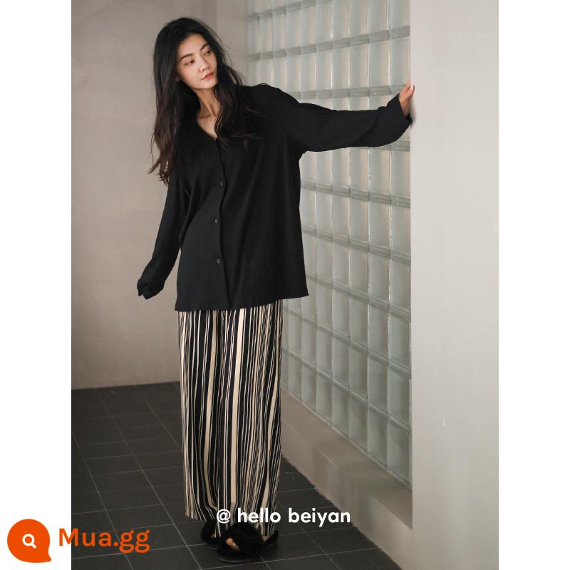 Beiyan Bộ Đồ Ngủ Cho Nữ Xuân Thu Mới Modal Cotton Dài Tay Họa Tiết Ngựa Vằn Mặc Ở Nhà Áo Cardigan Thời Trang Size Lớn Phù Hợp Với - Màu sắc hình ảnh C20380