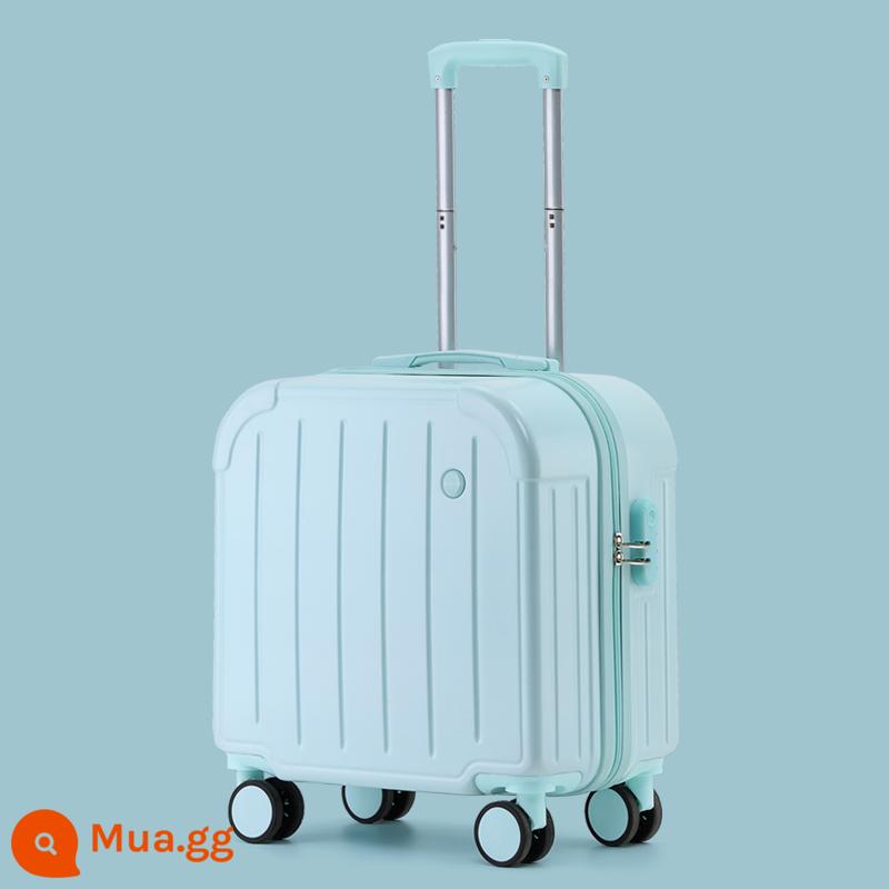 Nhỏ 18 inch hành lý nữ ánh sáng nội trú xe đẩy trẻ em im lặng đa năng bánh xe đi công tác khoảng cách ngắn vali 20 - Màu xanh nhạt