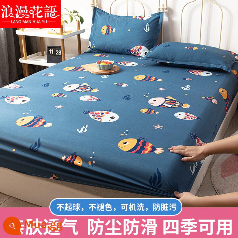 Ga trải giường cố định một mảnh cotton giặt sạch chống trượt ga trải giường Simmons bao gồm tấm ga trải giường bảo vệ chống bụi - Cá hạnh phúc - nên lấy hai miếng và thay đổi chúng