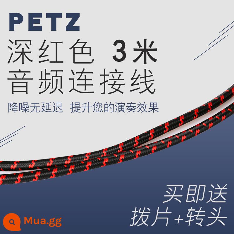 Đàn Guitar Điện Petz Dây Cáp Âm Thanh Loa Bass Hộp Điện Gỗ Che Chắn Giảm Tiếng Ồn 3 Mét 6 Mét 10 Mét 20 Mét - Bím tóc đỏ sâu 3 mét