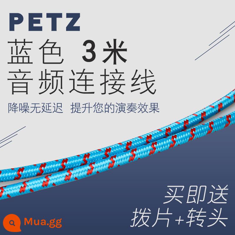 Đàn Guitar Điện Petz Dây Cáp Âm Thanh Loa Bass Hộp Điện Gỗ Che Chắn Giảm Tiếng Ồn 3 Mét 6 Mét 10 Mét 20 Mét - Dây bện màu xanh dài 3 mét