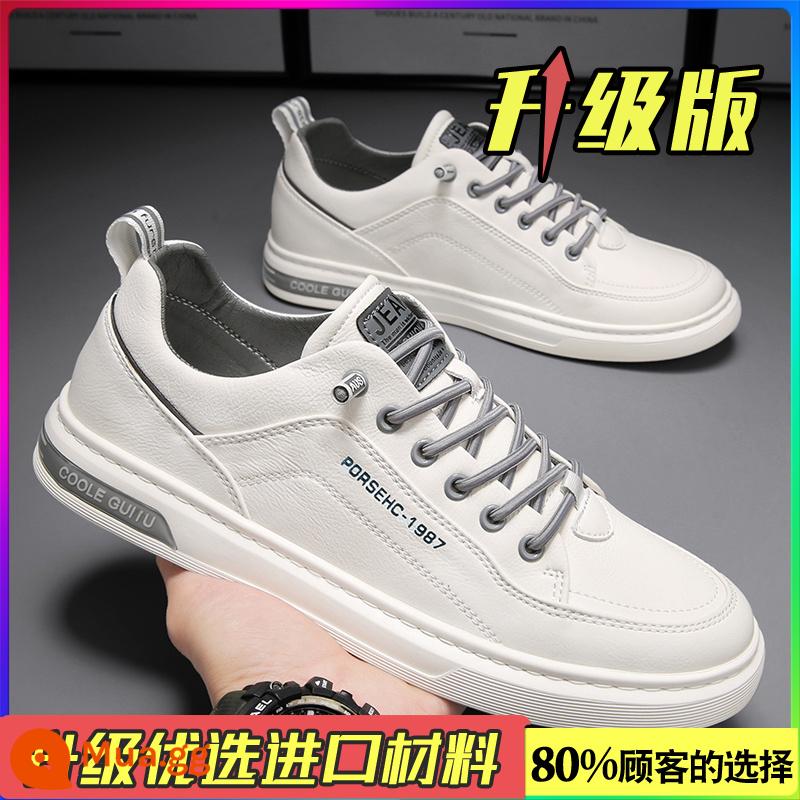 Giày Nam Mùa Đông 2022 Mới Slip-On Nam Giày Da Thể Thao Phù Hợp Tất Cả Các Trận Đấu Nhỏ Bảng Trắng Giày Plus Nhung Giày - Trắng (nâng cấp)