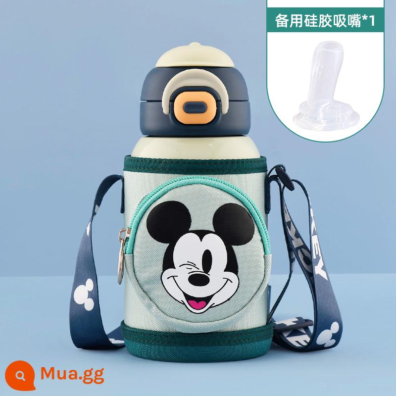 Bình giữ nhiệt trẻ em Disney bé gái cấp thực phẩm 316 có ống hút học sinh tiểu học bình uống nước trực tiếp đặc biệt - Mickey xanh 520ML [cốc uống nước đôi + vòi hút + 316 + tay áo cốc]