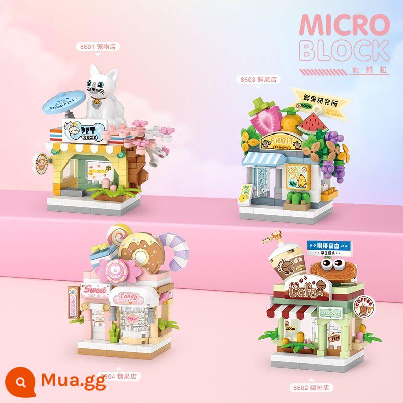 Mới Loz Phố Nhỏ Cảnh Xác Thực Xếp Hình Lắp Ráp Khối Xây Dựng Hạt Nhỏ Cảnh Phố Đồ Chơi Nam Nữ Đồ Trang Trí Quà Tặng - Micro Diamond Street View 4 mẫu