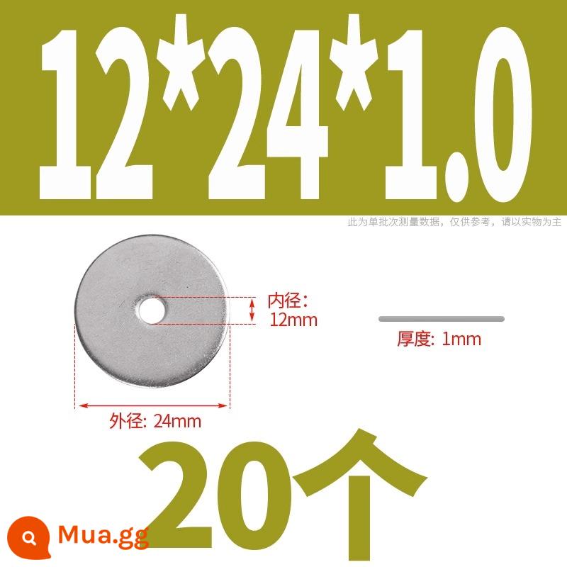 Thép không gỉ 304 đệm kim loại vít phẳng máy giặt mở rộng dày mỏng meson tròn M1.6M3M4M5M8M36 - M12*24*1.0(20 chiếc)