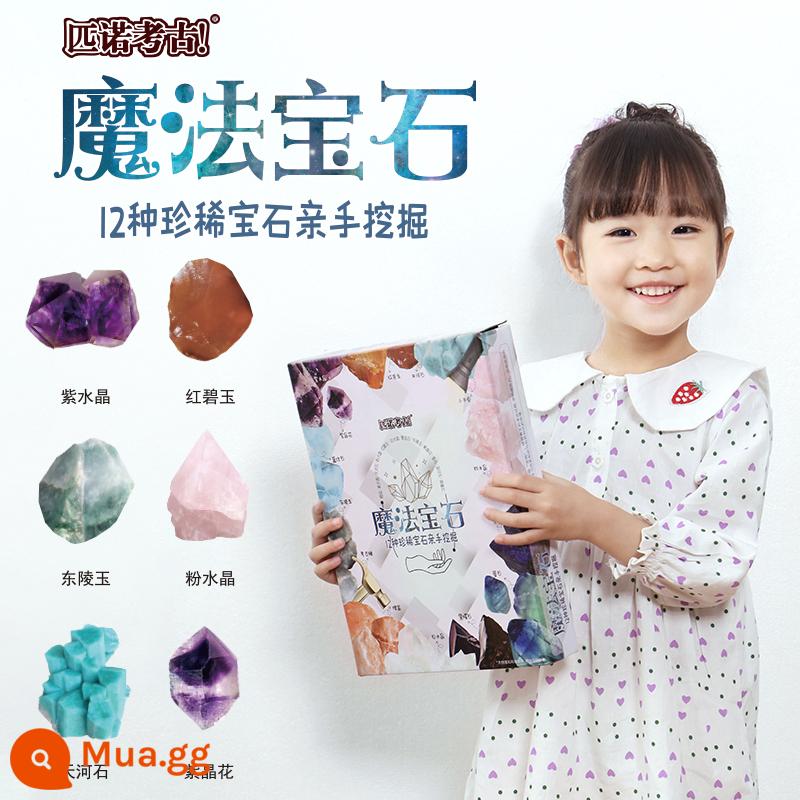 Pinocchio hóa thạch kim cương khảo cổ mù hộp trẻ em đào kho báu đào đá quý bé trai và bé gái handmade tự làm đồ chơi 1981 - [Đá quý ma thuật] Thạch anh tím, ngọc thạch anh đỏ, aventurine, thạch anh hồng, amazonit, hoa thạch anh tím