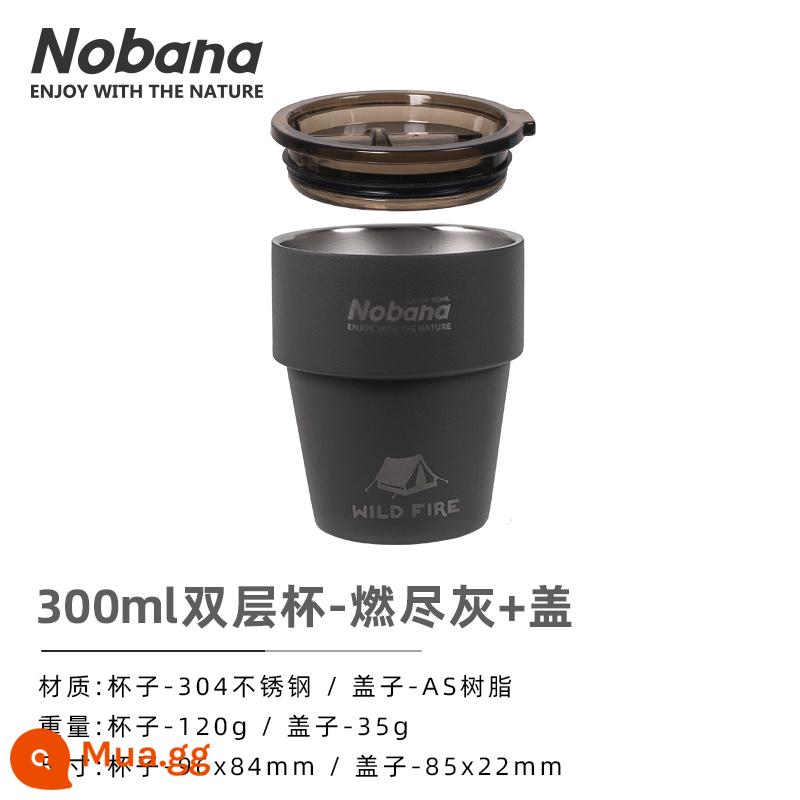 CLS Ngoài Trời Thép Không Gỉ 304 Cắm Trại Cốc Bộ 4 Cốc Cách Nhiệt Chống Bỏng Hai Lớp Cốc Cà Phê cốc Nước Bia Cốc - Cốc cắm trại hai lớp-tro đốt + nắp