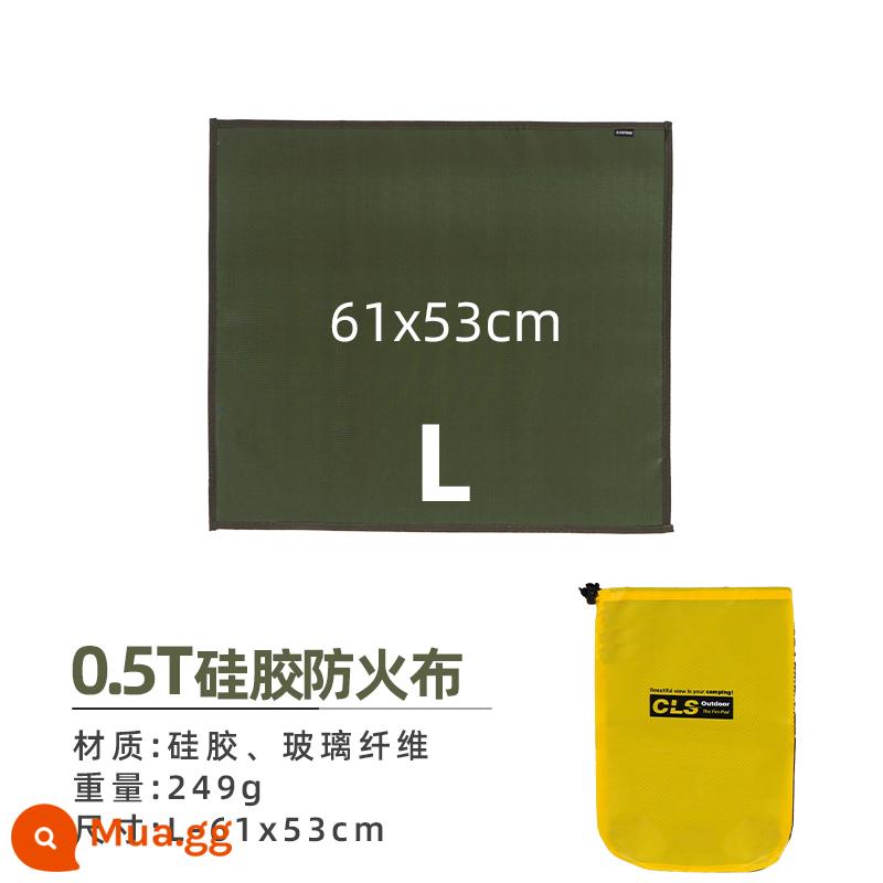 Cắm trại ngoài trời vải chống cháy dã ngoại nướng thịt cách nhiệt thảm chống cháy và chăn chống cháy sợi thủy tinh bọc silicone chịu nhiệt độ cao - Lớp phủ silicon 61x53cm-L [0,5T-Trọng lượng nhẹ]