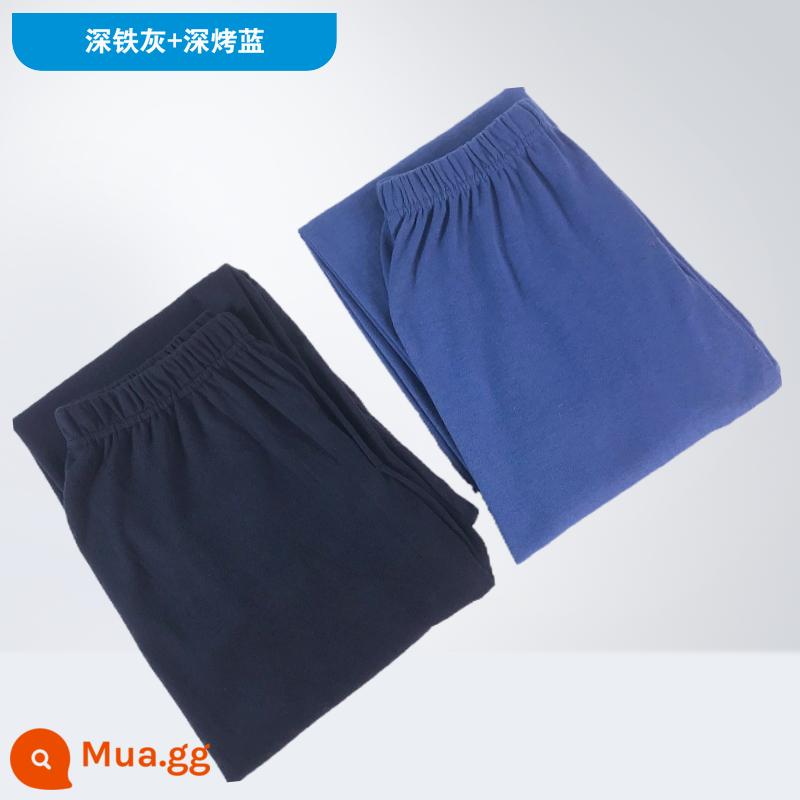 Quần vệ sinh lưng cao cotton nguyên chất 100% cotton cổ điển quần vệ sinh quần trong mỏng dành cho người trung niên và người già cộng với quần cotton rộng rãi - Xám sắt đậm + xanh rang đậm [2 gói] cotton nguyên chất